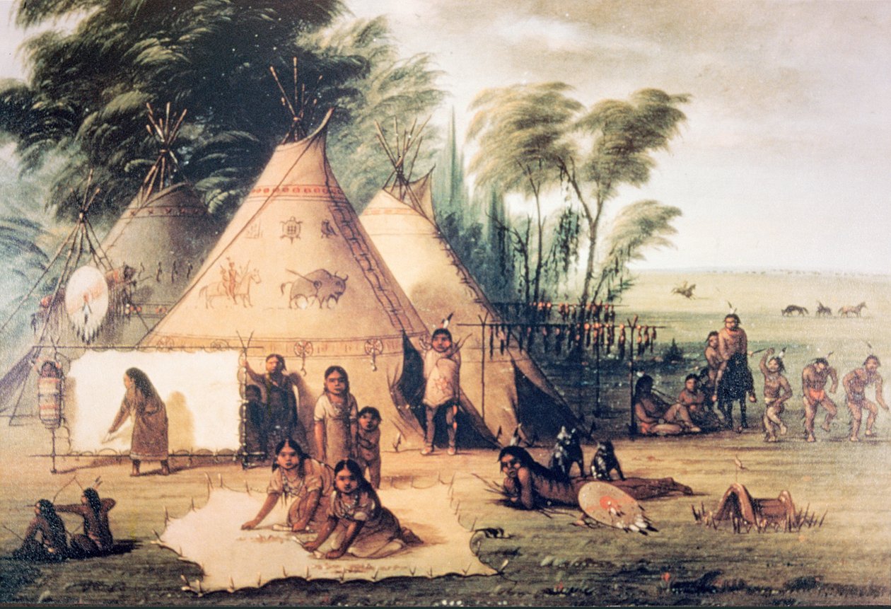 Aldea de la tribu Sioux de América del Norte de George Catlin