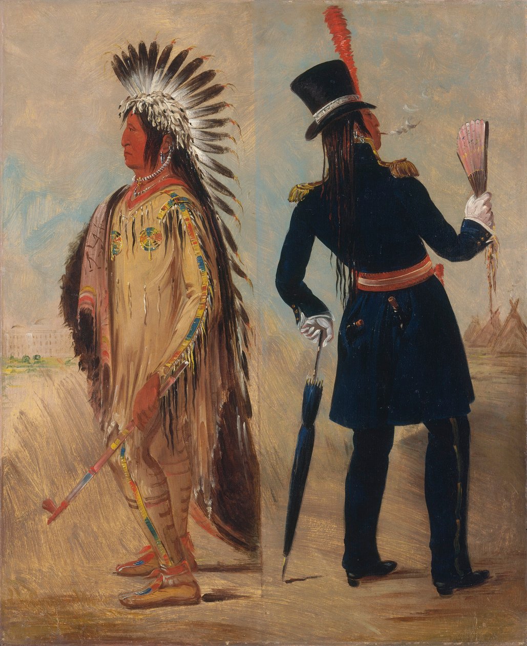 Wi-jún-jon, Cabeza de Huevo de Paloma (La Luz) yendo y volviendo de Washington de George Catlin