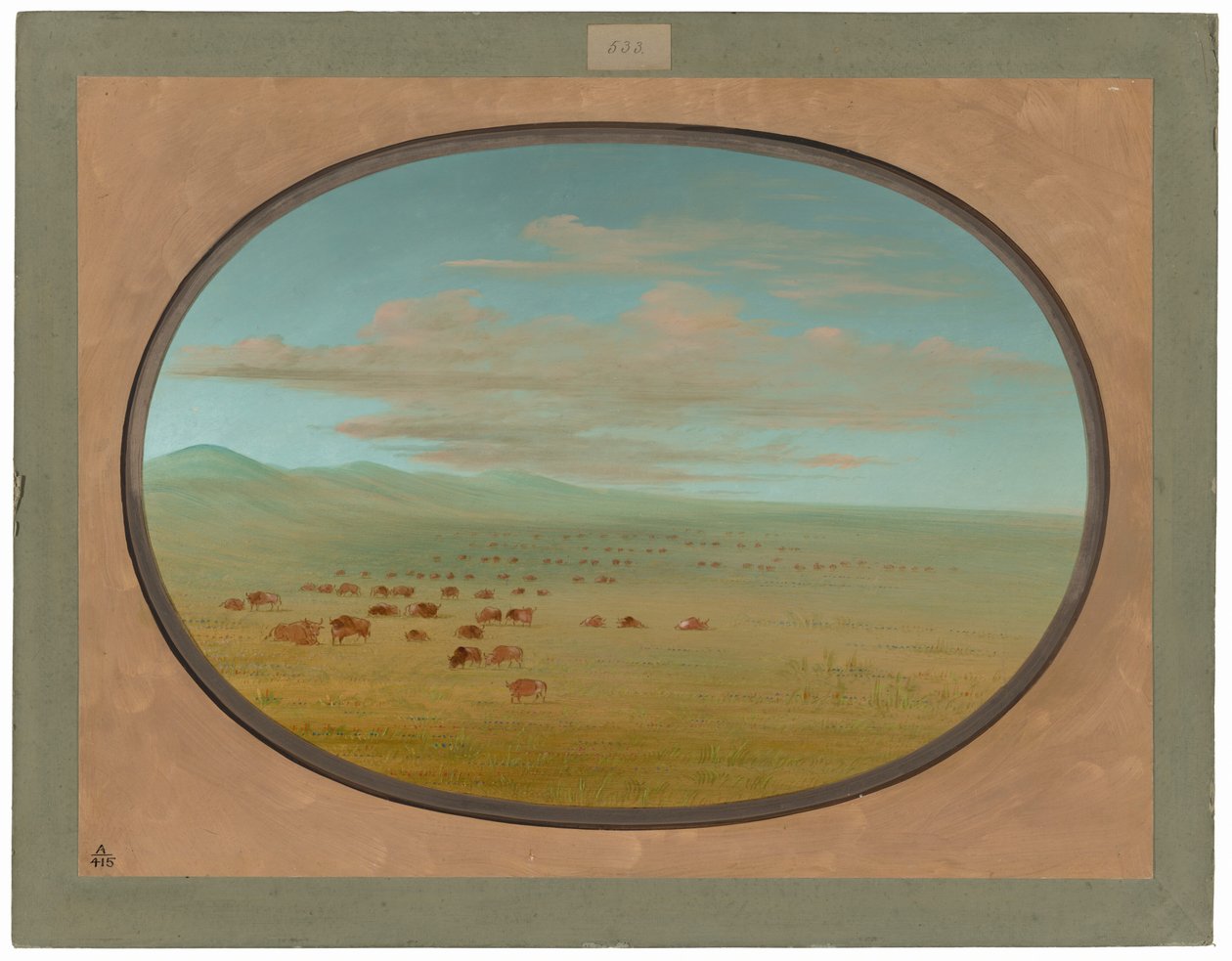 Ganado salvaje pastando en la Pampa del Sacramento de George Catlin