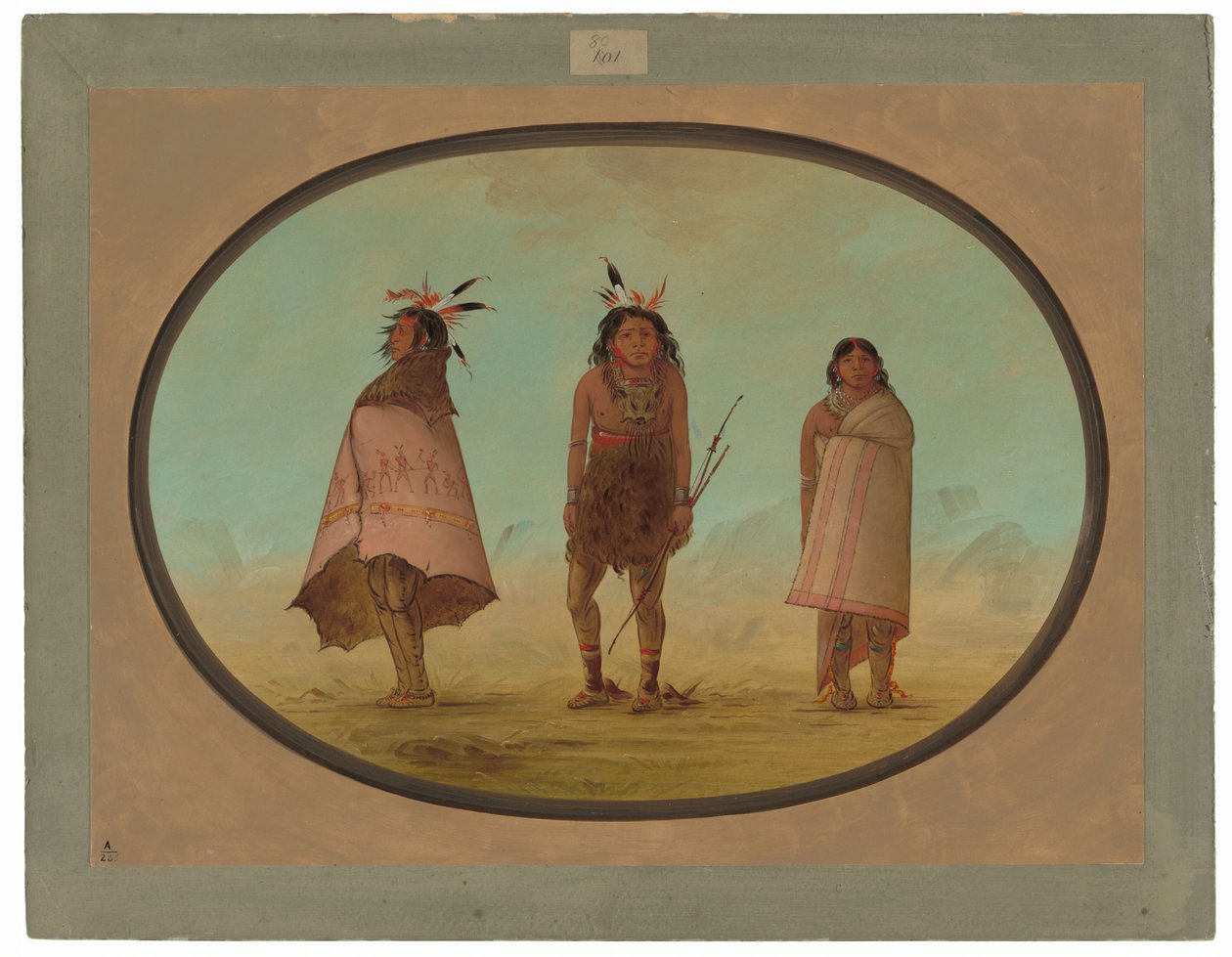 Hombre medicina Yntah, un guerrero y una mujer de George Catlin