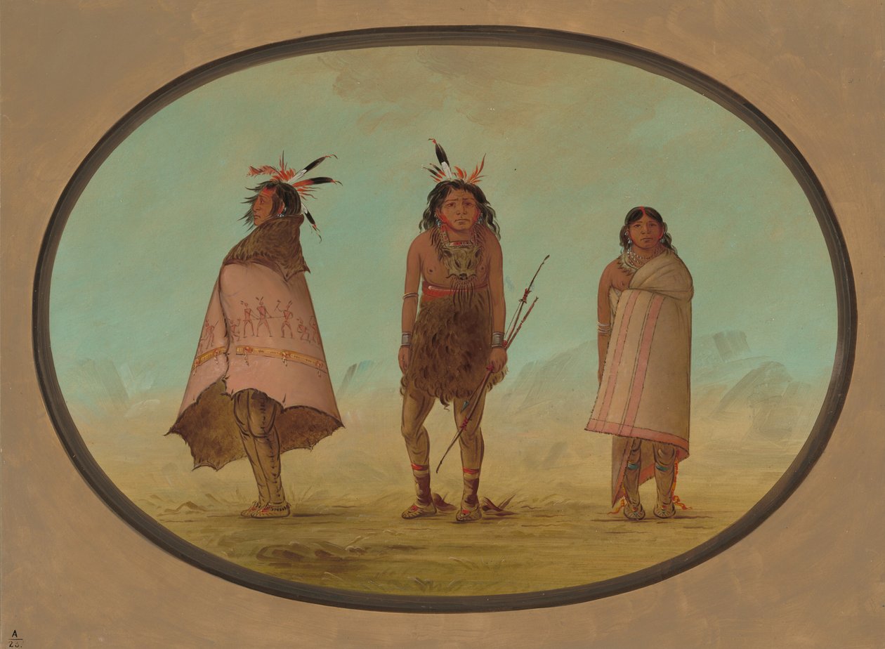 Hombre medicina Yntah, un guerrero y una mujer, 1855-1869 de George Catlin
