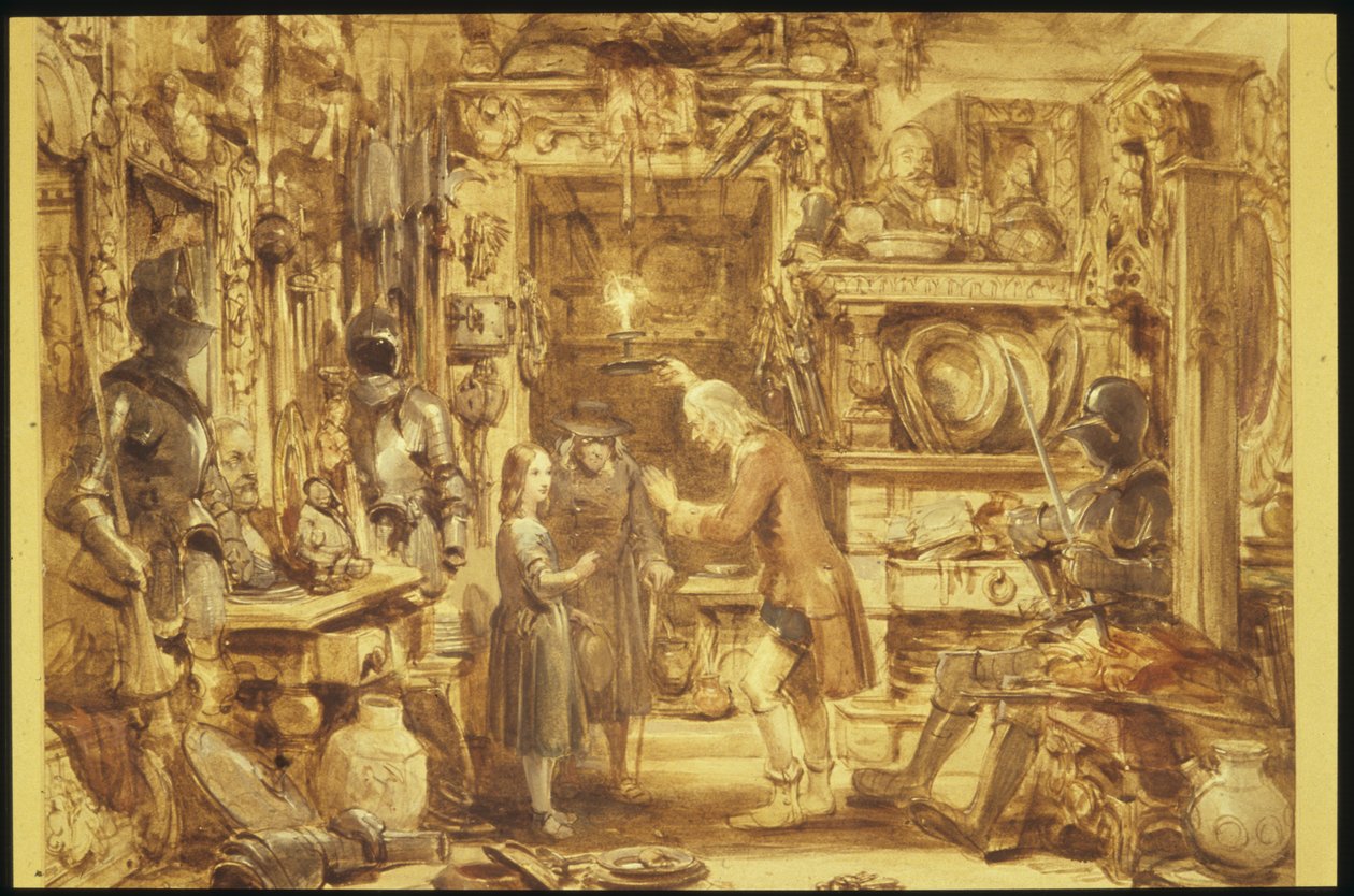 La tienda de antigüedades - Hogar de la pequeña Nell - Interior de la tienda de antigüedades de George Cattermole