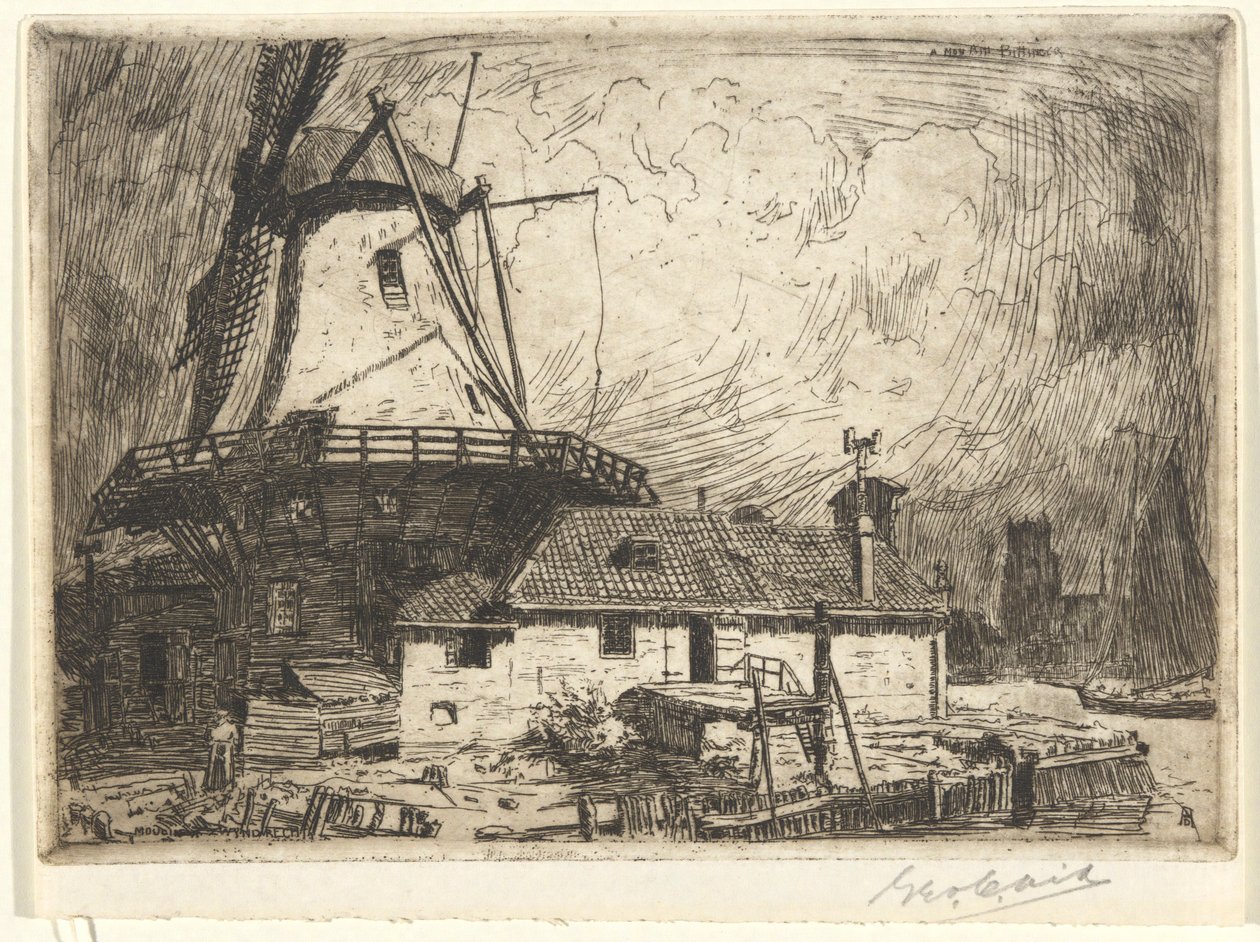 Moulin y Zwyndrecht de George Charles Aid