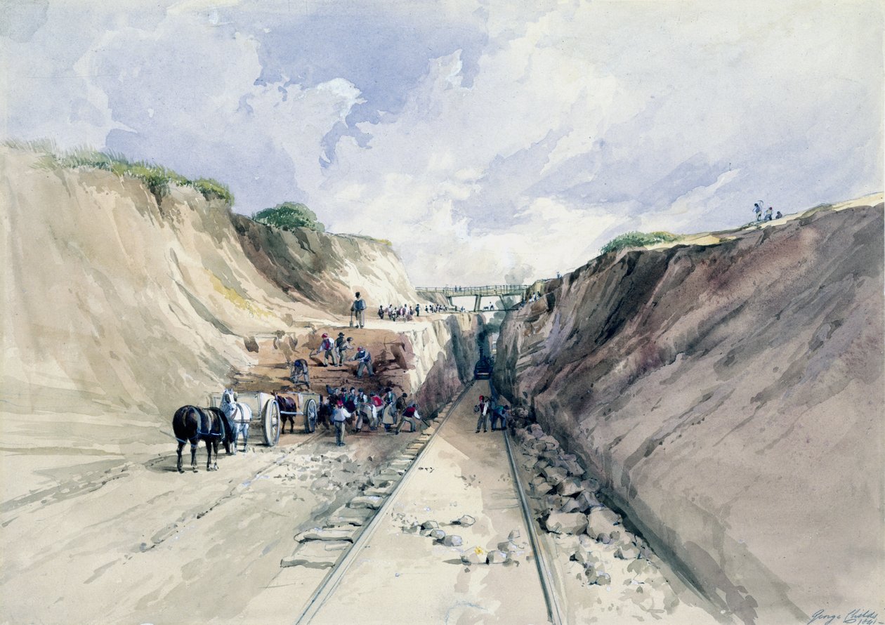 Excavando un corte en el Gran Ferrocarril del Oeste, 1841 de George Childs