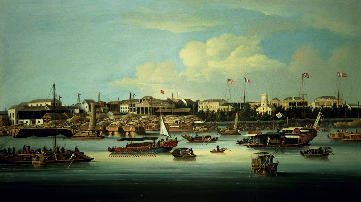 Una vista de los Hongs de George Chinnery