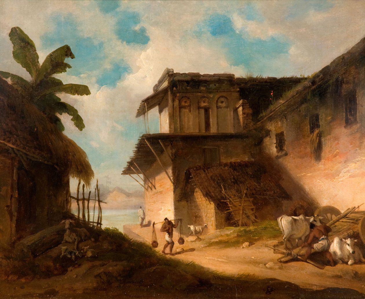 Escena de un pueblo de Bengala, 1821 de George Chinnery