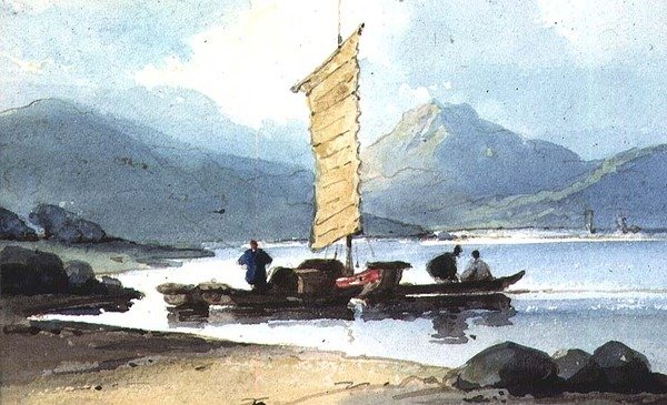 Barco con vela amarilla, China de George Chinnery