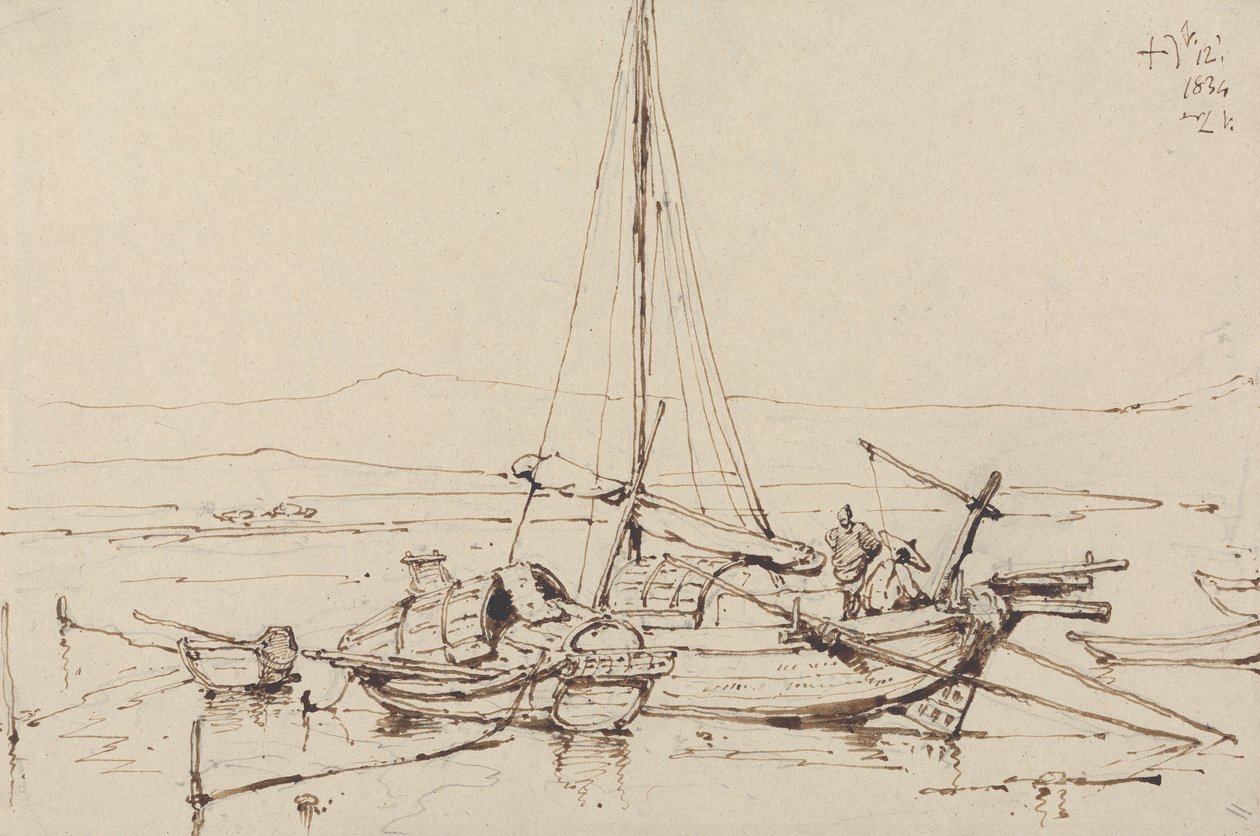 Barcos chinos, 1834 de George Chinnery