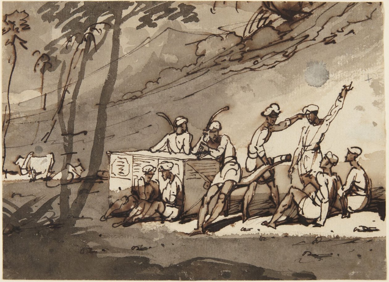 Horno de campaña y figuras de George Chinnery