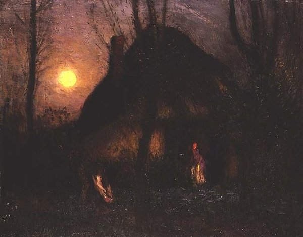 Cabaña a la Luz de la Luna de George Clausen