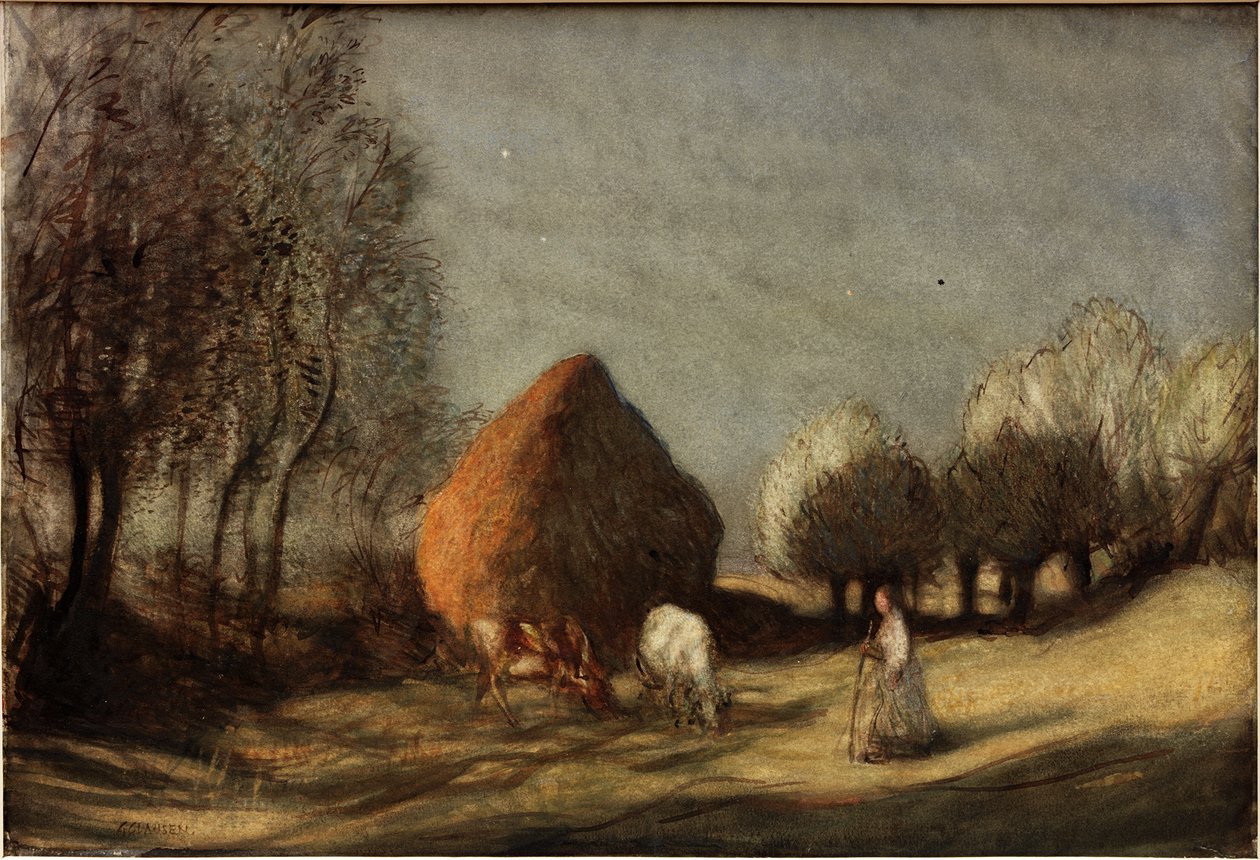 Hayfield, Widdington, alrededor de 1893 (Acuarela, gouache y tinta) de George Clausen