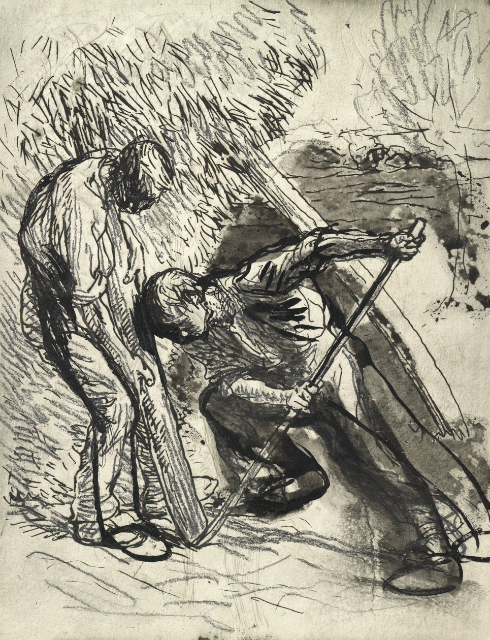 Apuntalando el pajar, c.1900 de George Clausen