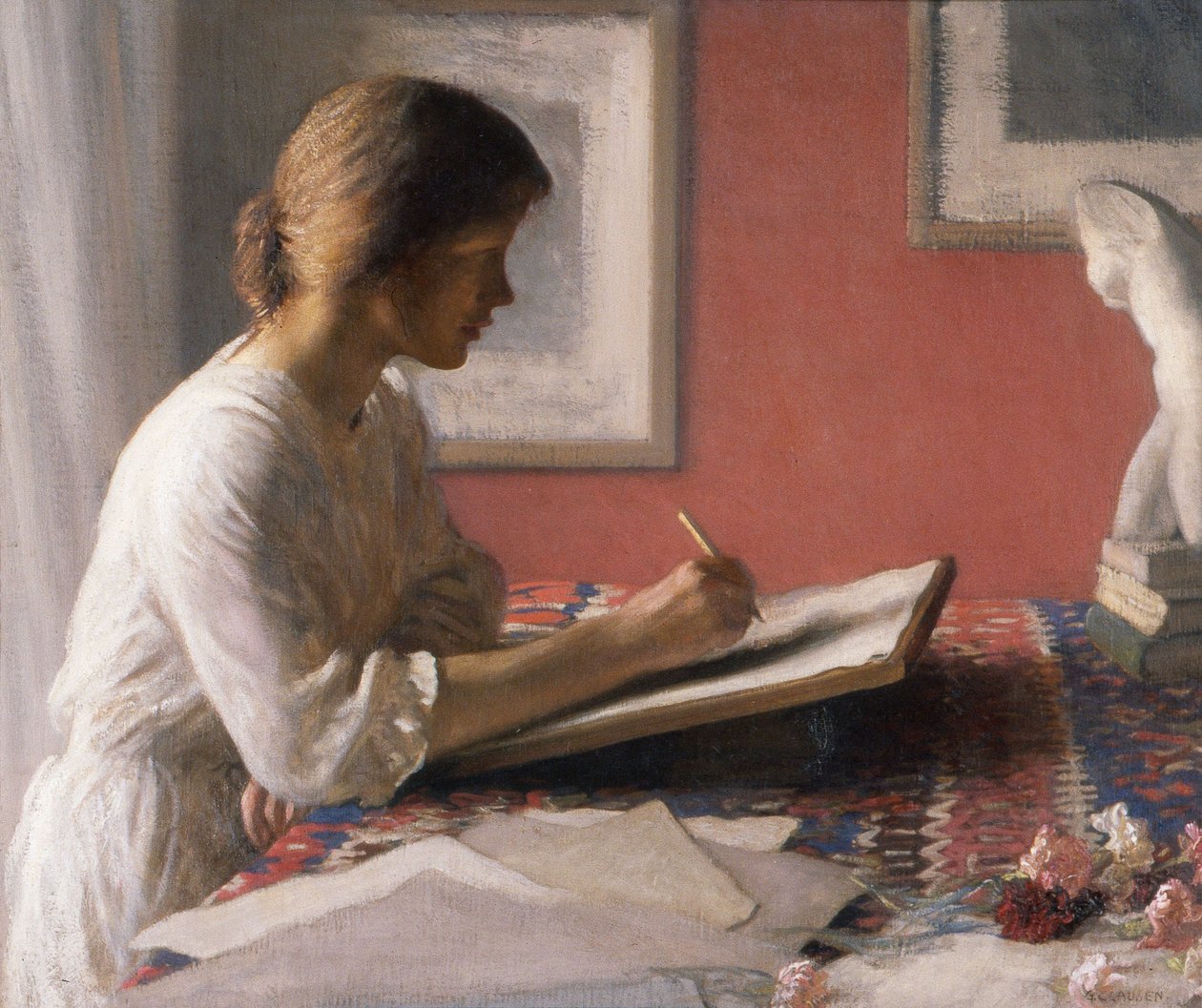 El estudiante, c.1908 (óleo sobre lienzo) de George Clausen