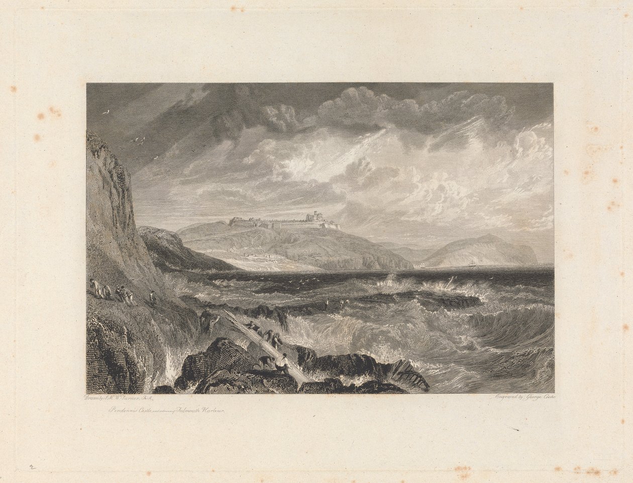Castillo de Pendennis y entrada del puerto de Falmouth de George Cooke
