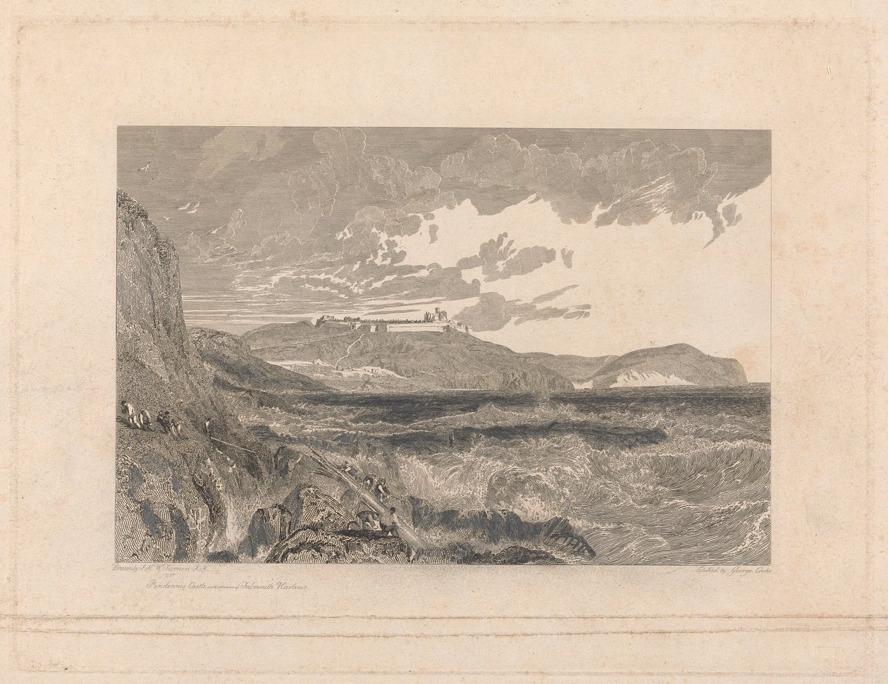 Castillo de Pendennis y entrada del puerto de Falmouth de George Cooke