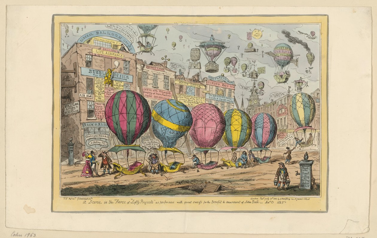 Una escena de la farsa «Lofty Projects», representada con gran éxito para beneficio y diversión de John Bull de George Cruikshank