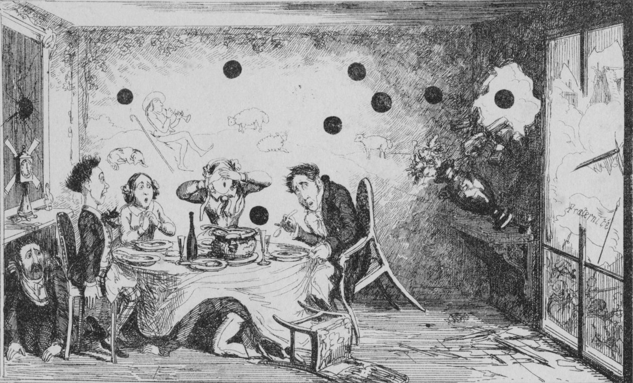 Una cena inglesa interrumpida en París de George Cruikshank