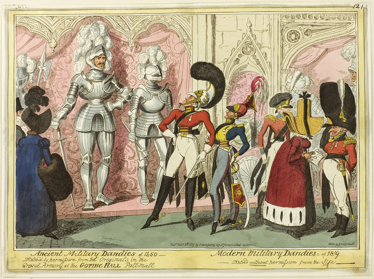 Dandis militares antiguos y modernos de 1450 de George Cruikshank