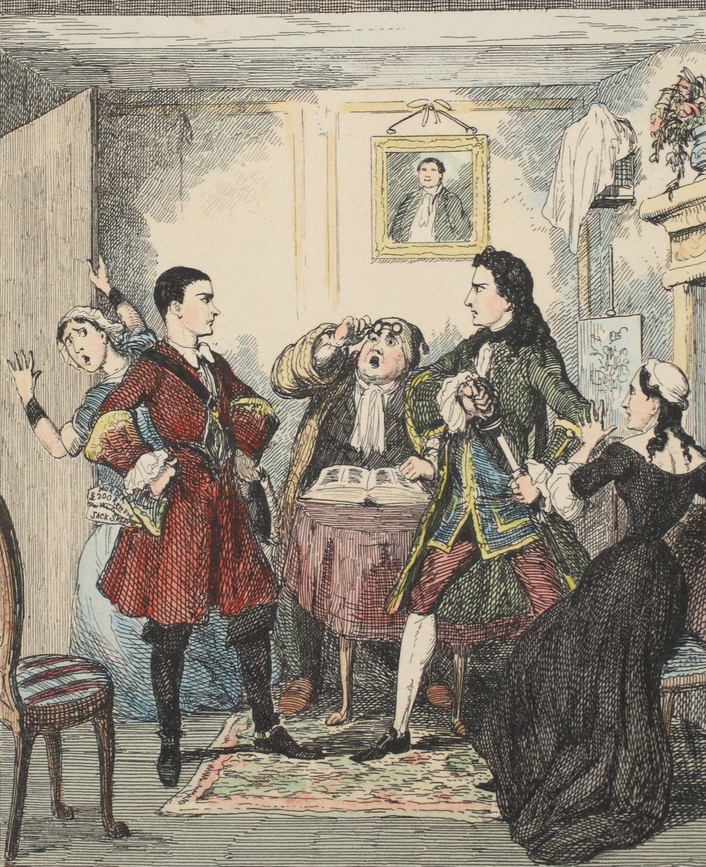 Audacia de Jack Sheppard, ilustración de Jack Sheppard: Una Novela de William Harrison Ainsworth, publicada 1839 de George Cruikshank