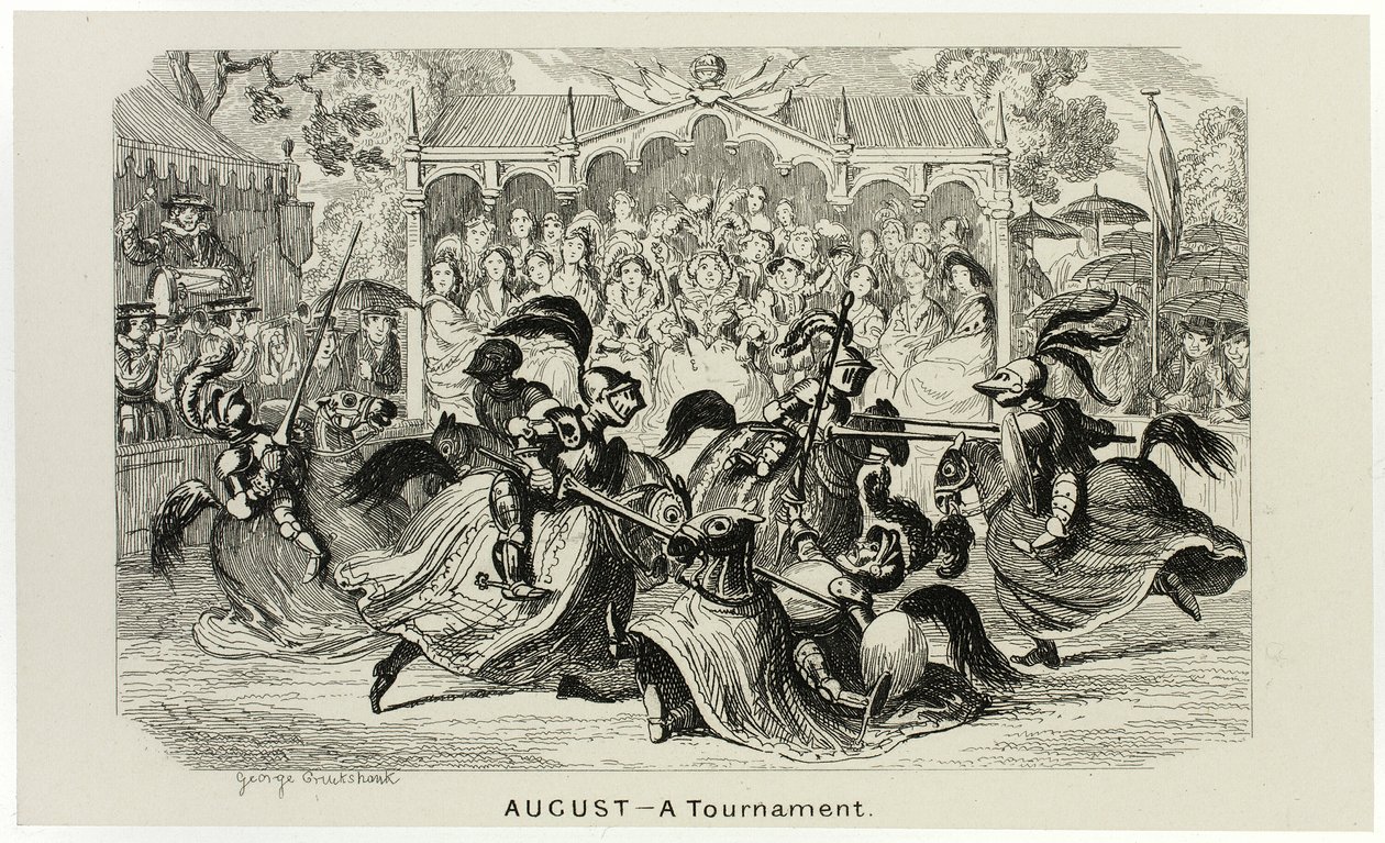 Agosto - Un torneo de grabados en acero de George Cruikshank para The Comic Almanacks: 1835-1853 de George Cruikshank