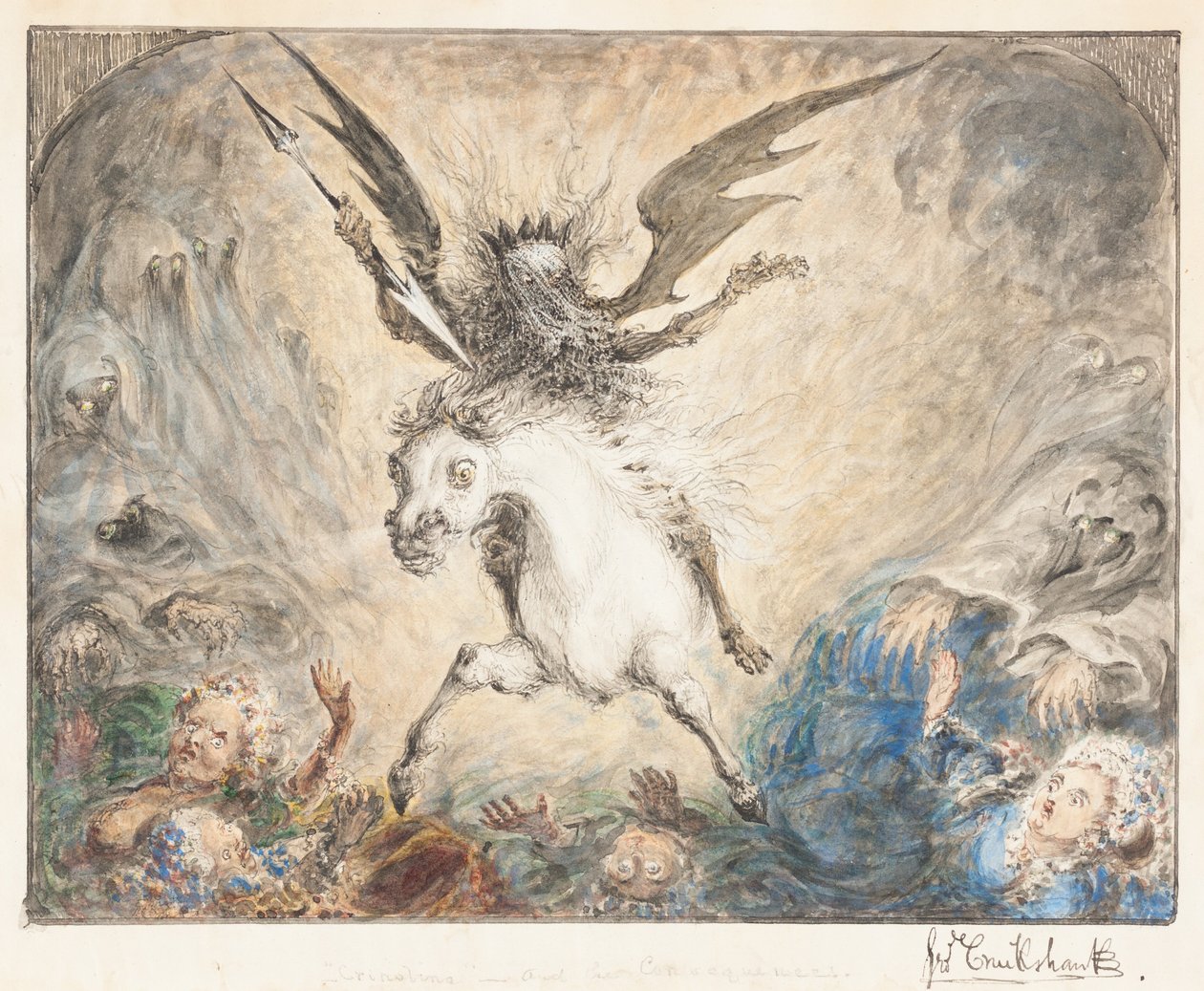 «Crinolina» y sus consecuencias [anverso] de George Cruikshank