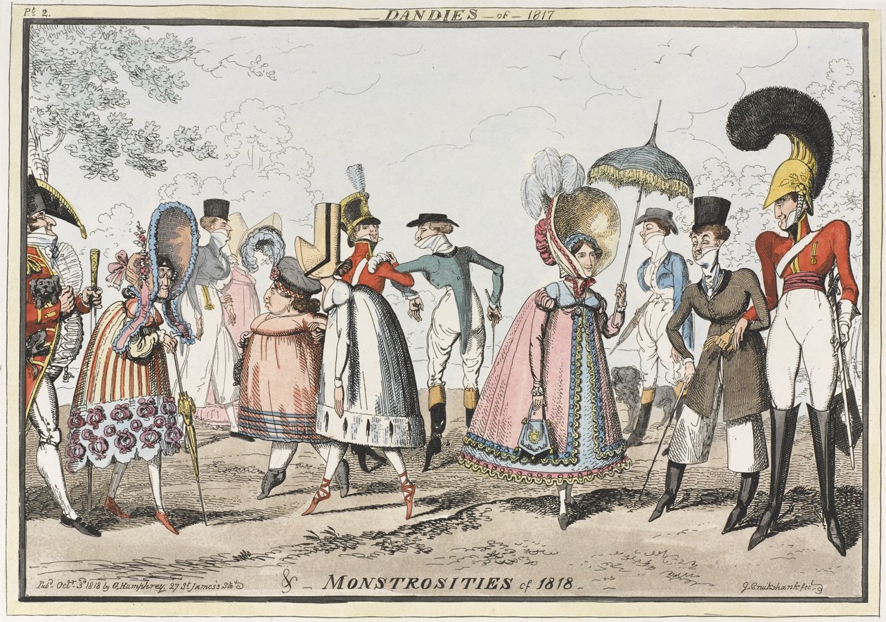 ‘Dandies de 1817 y Monstruosidades de 1818’, 1818 de George Cruikshank