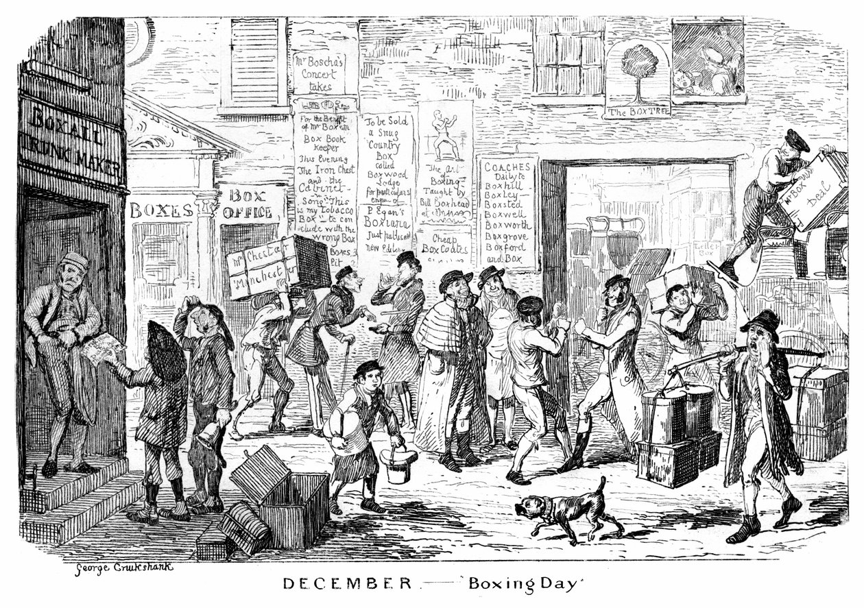 Diciembre - Día de Boxeo, siglo XIX de George Cruikshank
