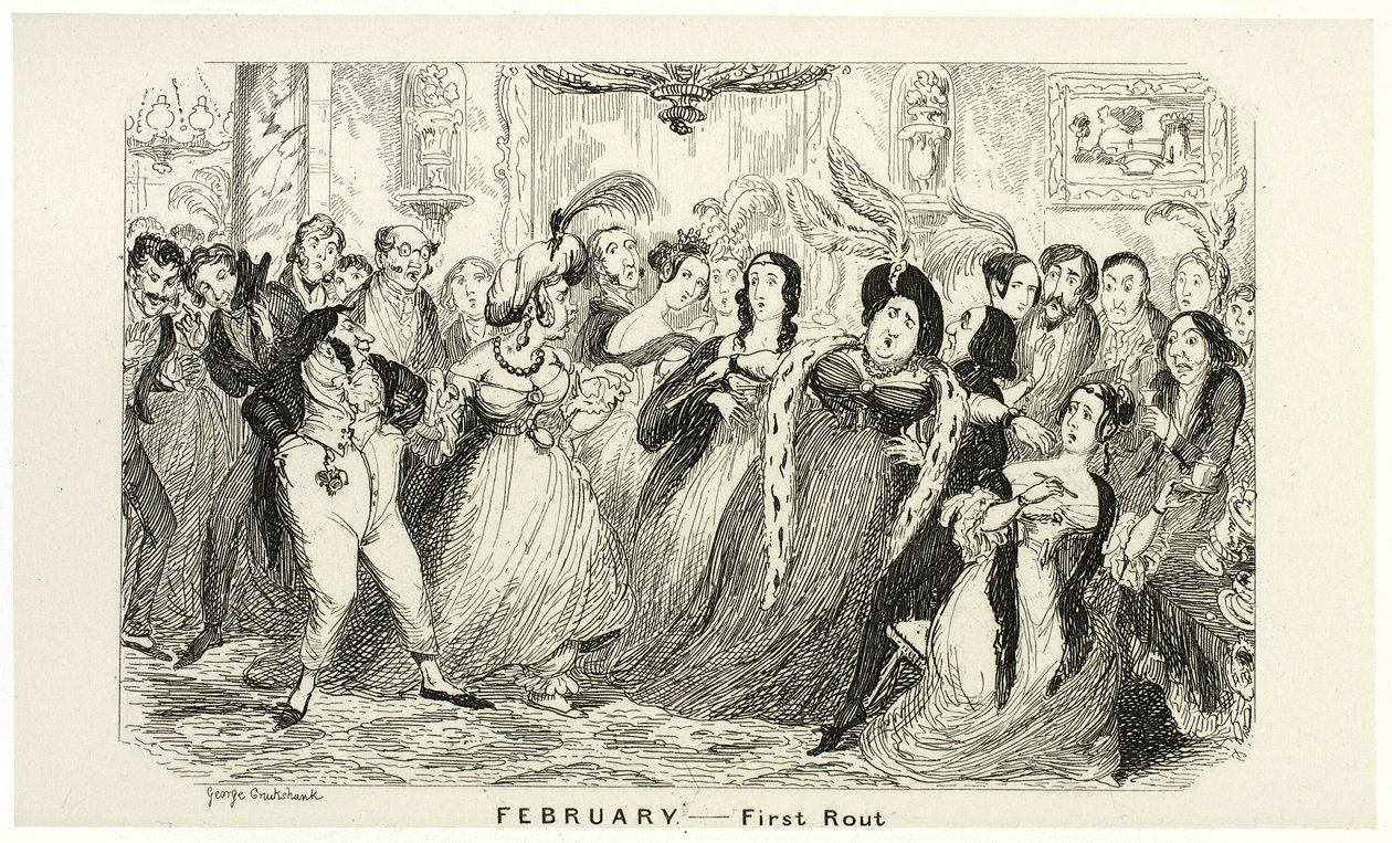 Febrero - Primera ruta de los grabados en acero de George Cruikshank a The Comic Almanacks: 1835-1853 de George Cruikshank