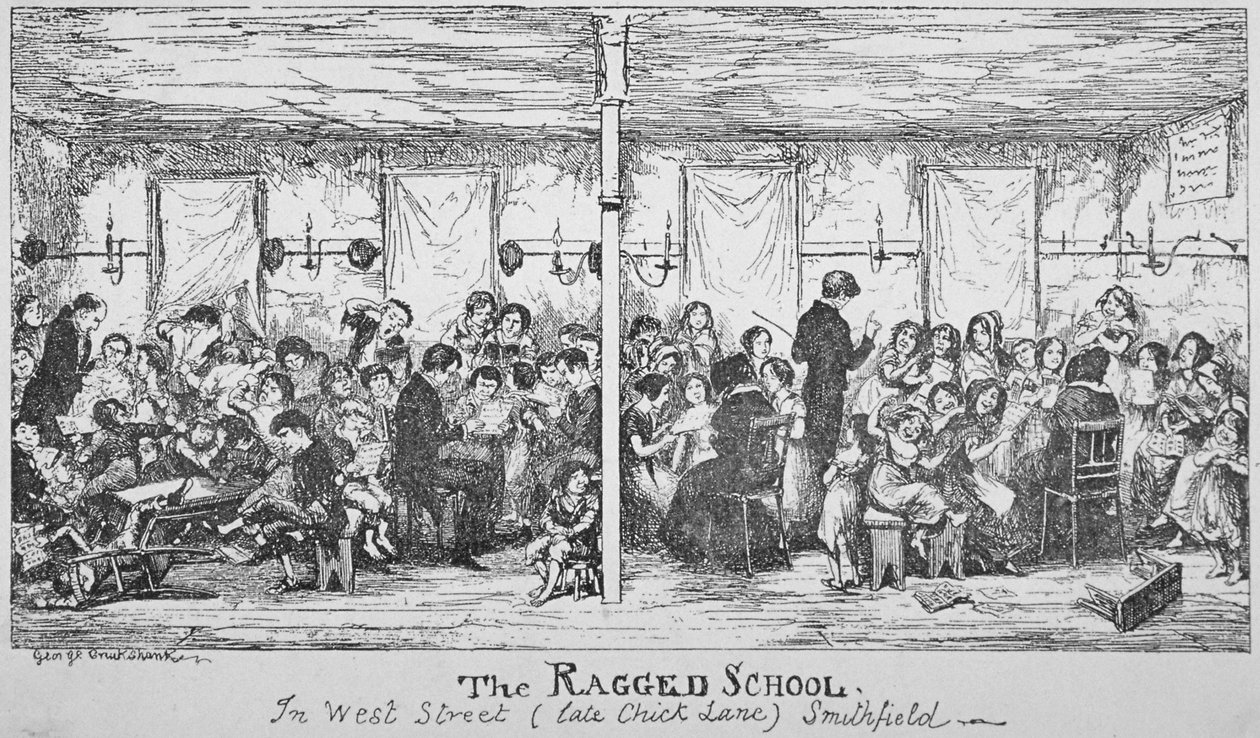 Escuela de Ragged Lane, Smithfield, Ciudad de Londres, 1850 de George Cruikshank