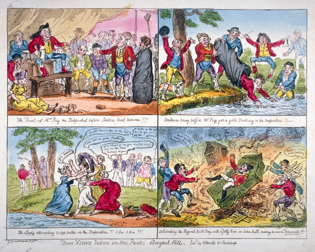 Cuatro vistas tomadas en los parques, 1814 de George Cruikshank