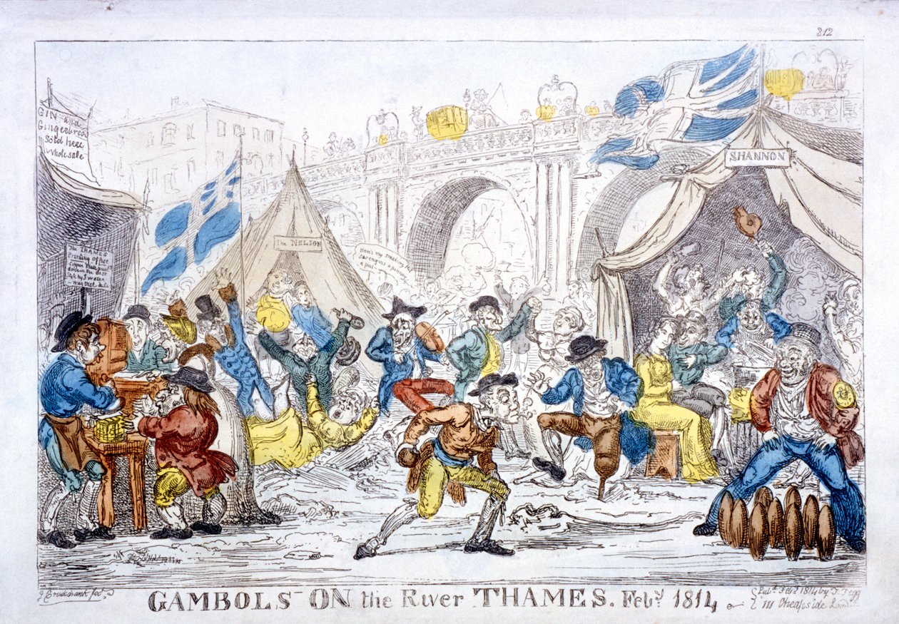 Juegos en el Río Támesis, feb., 1814 de George Cruikshank