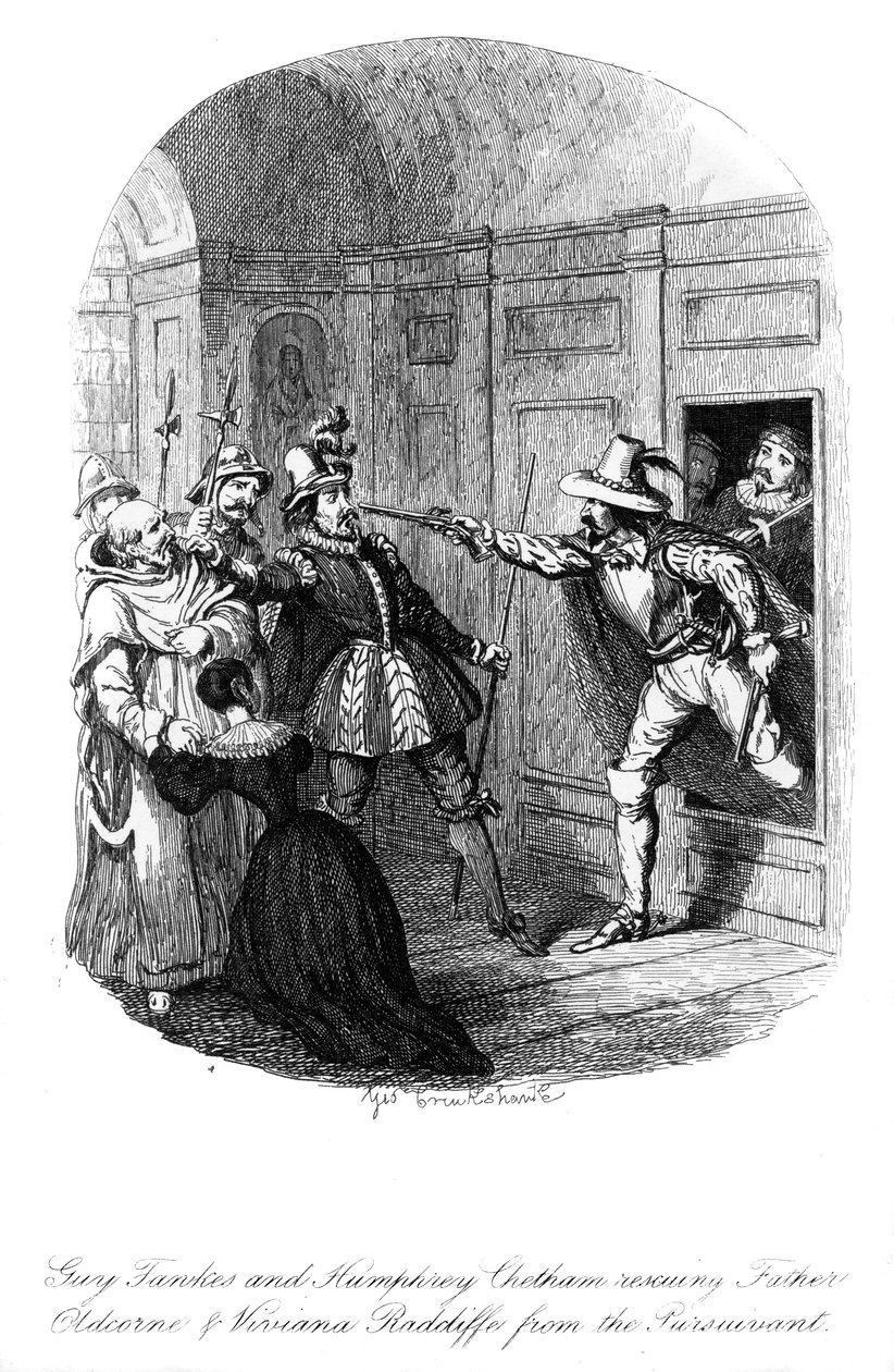 Guy Fawkes y Humphrey Chetham, 1605, 1841 de George Cruikshank