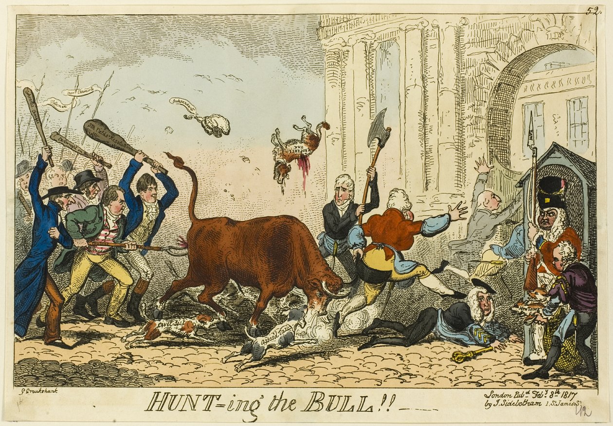 ¡¡Cazando el Toro!! de George Cruikshank