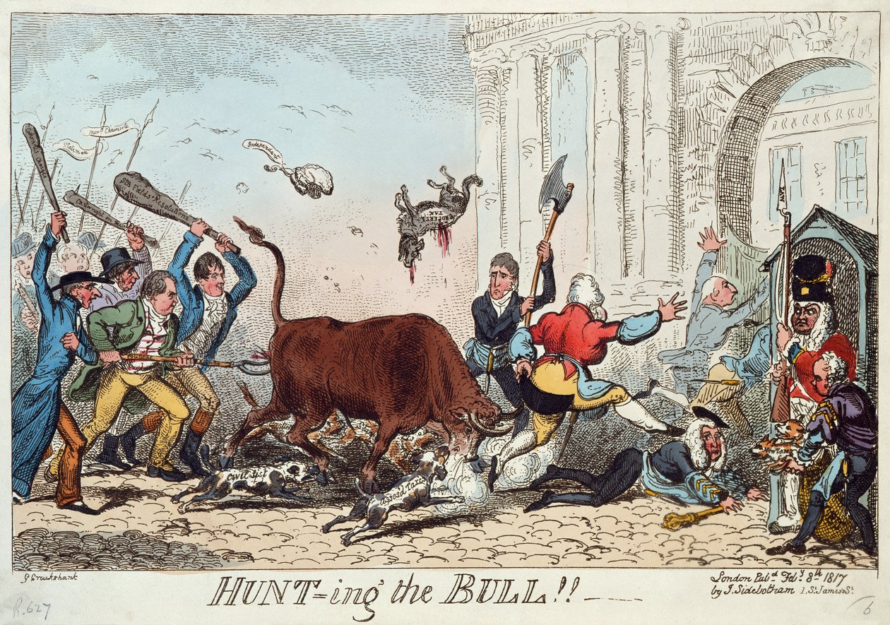 Cazando el toro de George Cruikshank