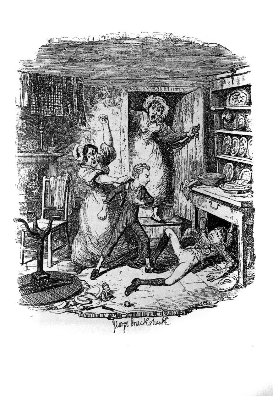 Ilustración para "Oliver Twist" (Olivier) de Charles Dickens (1812-1870), por George Cruikshank (1792-1878) de George Cruikshank