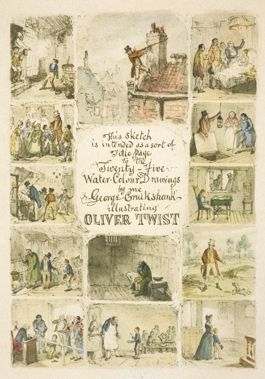 Ilustración para la portada "Oliver Twist" de George Cruikshank