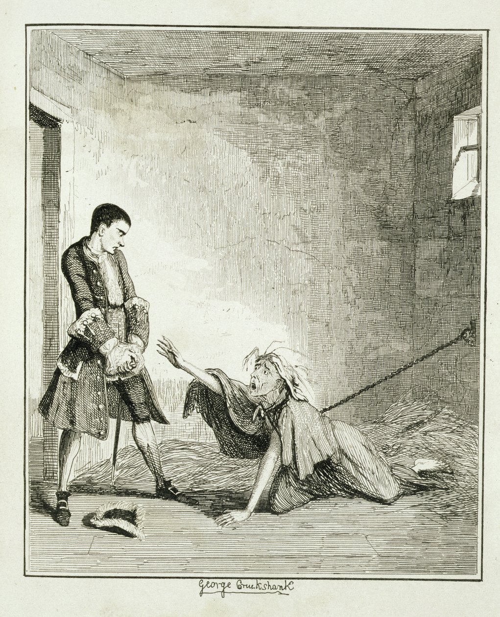Jack visita a su madre en el Hospital de Bethlehem, Londres, ilustración de 