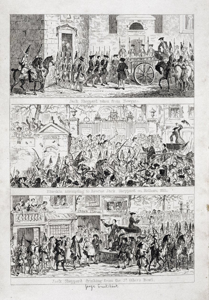 El viaje de Jack desde Newgate hasta Tyburn, ilustración de 