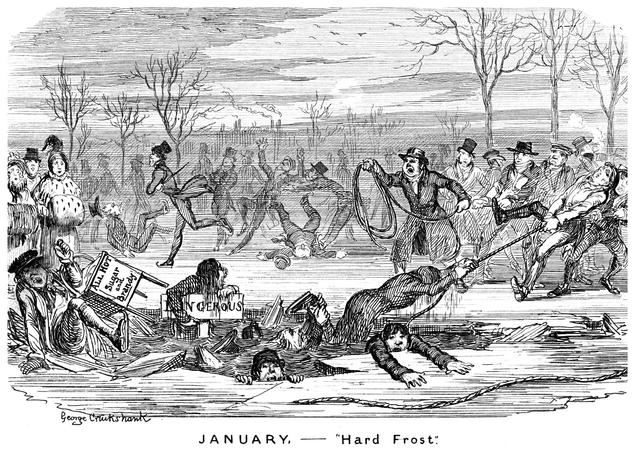 Enero - Helada severa, siglo XIX de George Cruikshank