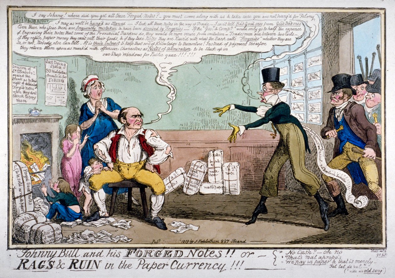 Johnny Bull y sus notas falsificadas!!! de George Cruikshank