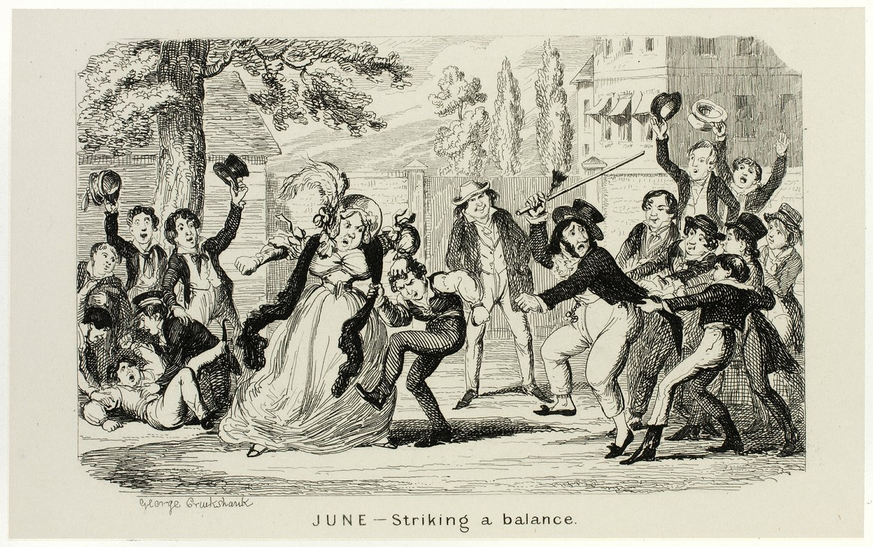 Junio - Striking a Balance de los grabados en acero de George Cruikshank a The Comic Almanacks: 1835-1853 de George Cruikshank