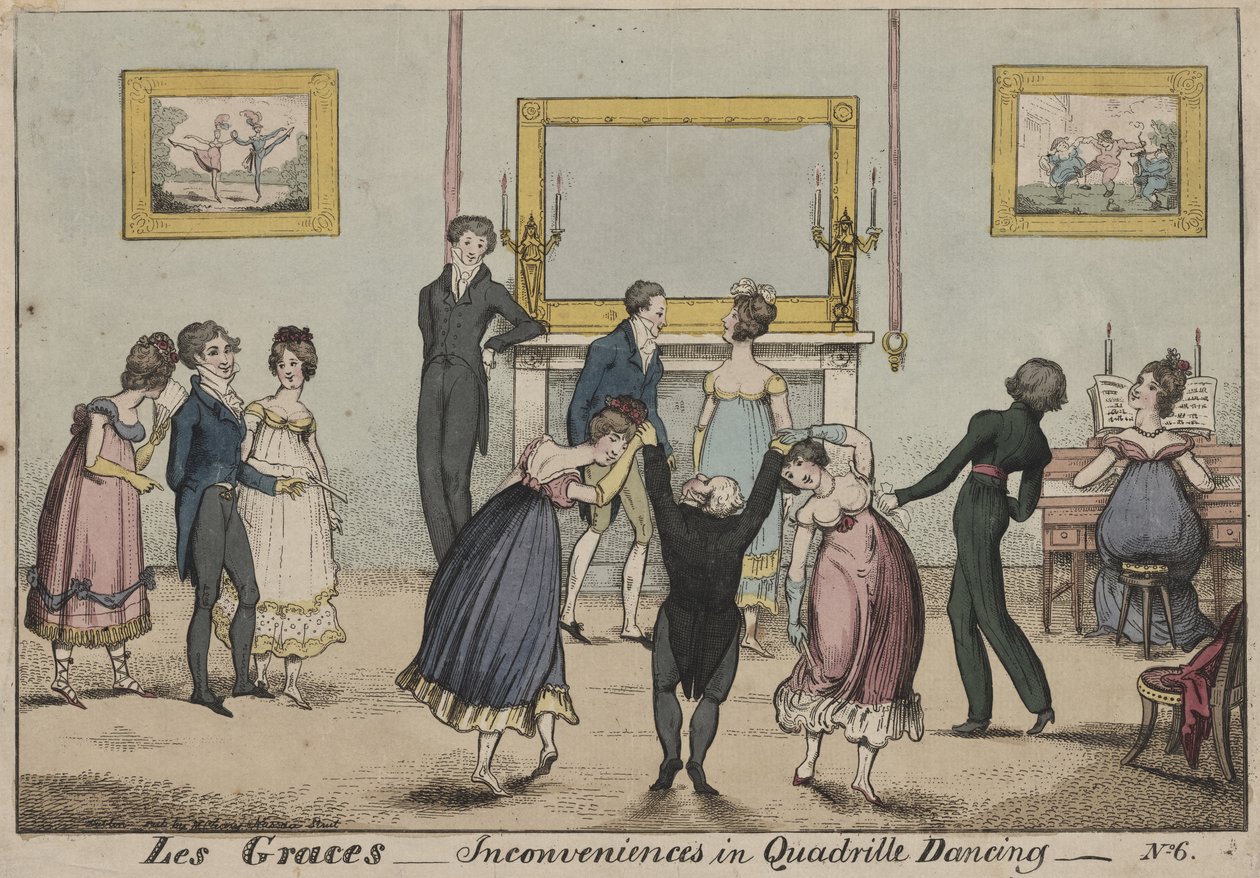 Les Graces, Inconvenientes en el baile de cuadrilla, 1817 de George Cruikshank
