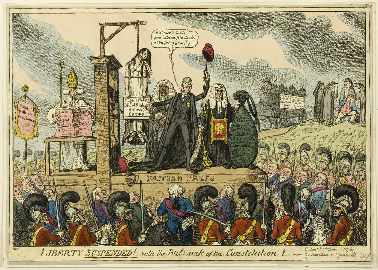 ¡Libertad Suspendida! ¡Con el baluarte de la Constitución! de George Cruikshank