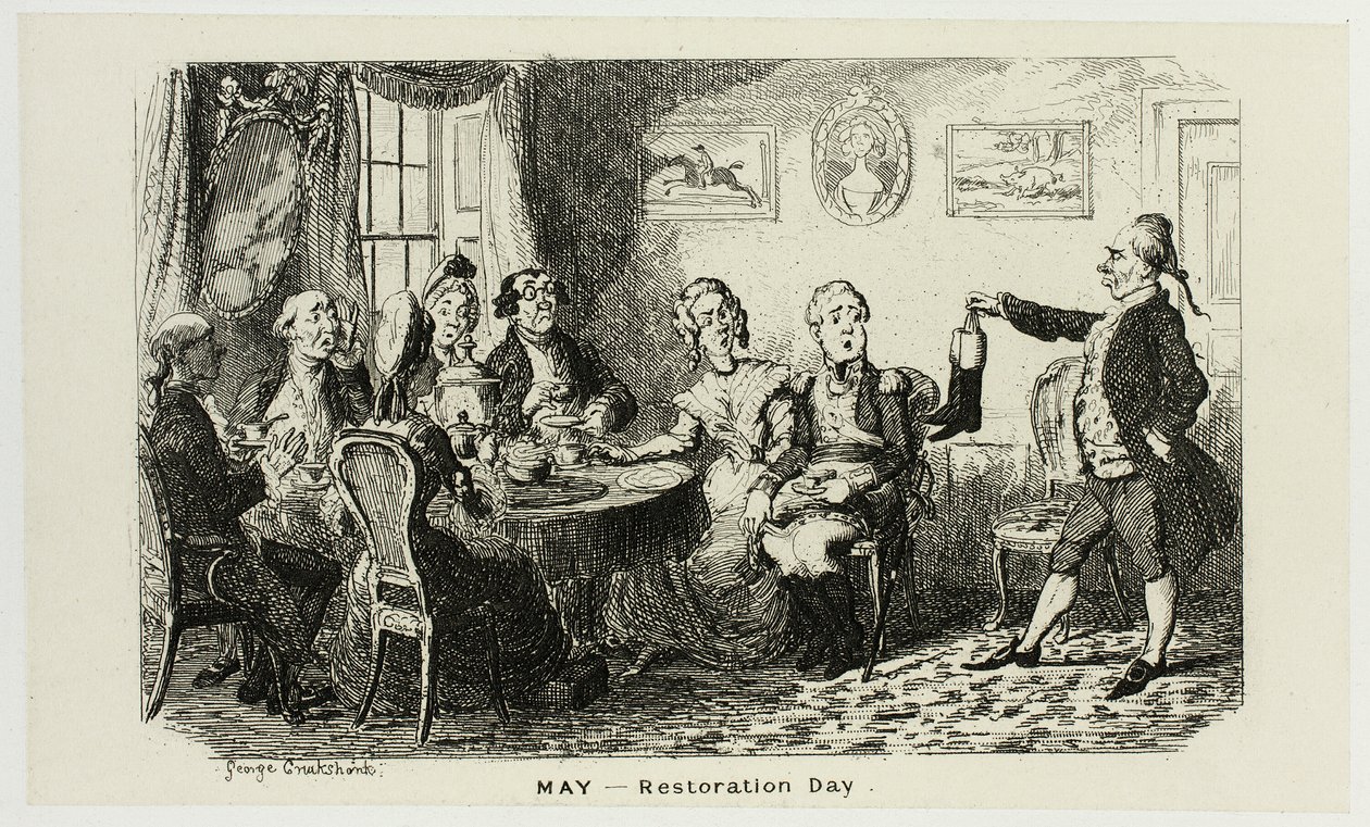 Mayo - Día de la Restauración de los grabados en acero de George Cruikshank para The Comic Almanacks: 1835-1853 de George Cruikshank