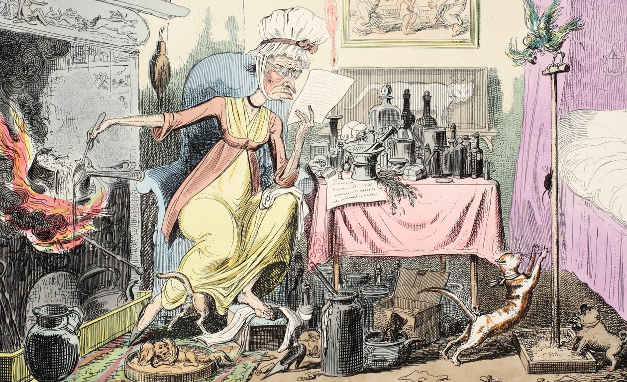 Mezclando una Receta para Callos, pub. 1835 de George Cruikshank