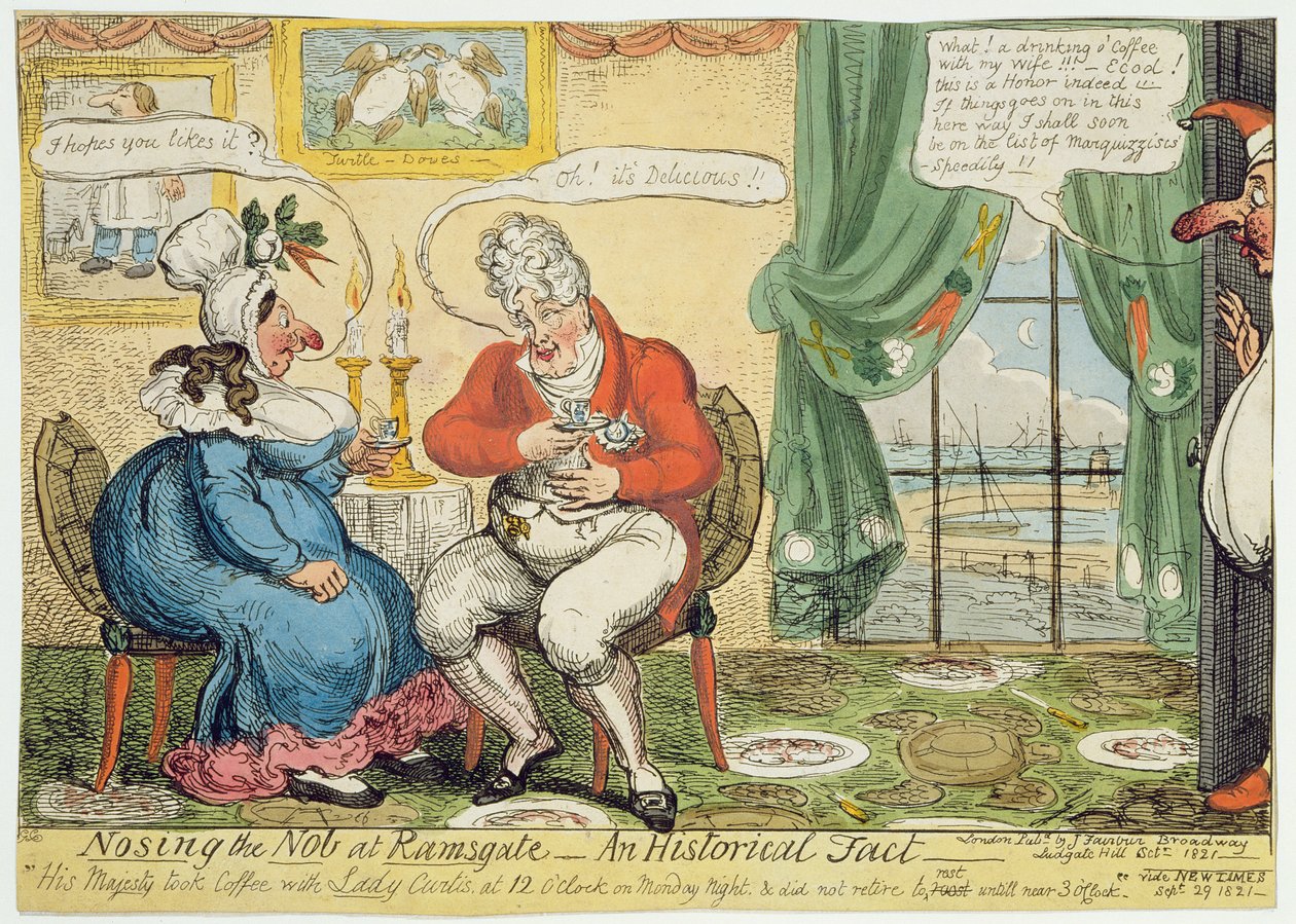 Olfateando al Nob en Ramsgate, 1821 de George Cruikshank