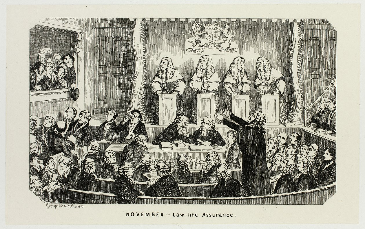 Noviembre - Law-Life Assurance de los grabados en acero de George Cruikshank a The Comic Almanacks: 1835-1853 de George Cruikshank