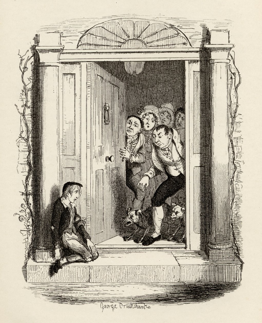 Oliver Twist en la puerta de la Sra. Maylie, de 