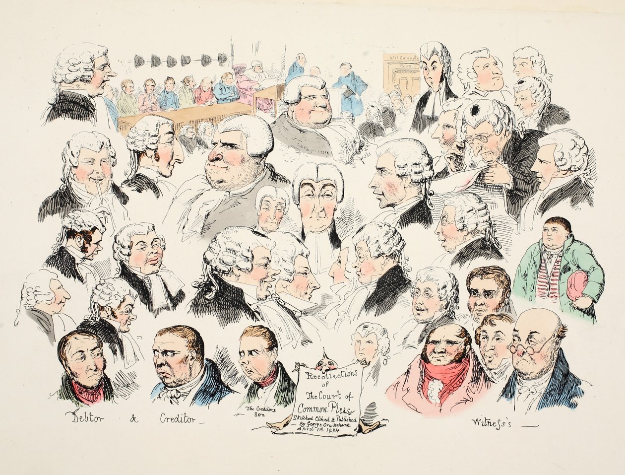 Recuerdos del Tribunal de Pleitos Comunes, pub. 1834 de George Cruikshank