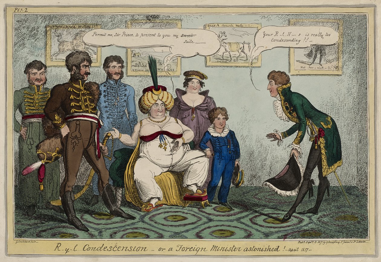 Condescendencia real o, ¡Un ministro extranjero asombrado! - abril de 1817 -, 15 de septiembre de George Cruikshank
